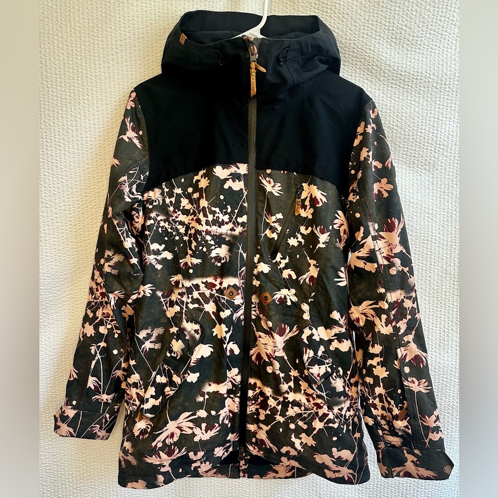 Roxy Floral Ski Snow Jacket Women’s Medium Black Pink Thinsulate DryFlight